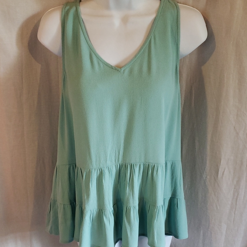 Loft Seafoam Green Sleeveless Tiered Flowy Top Size S - New